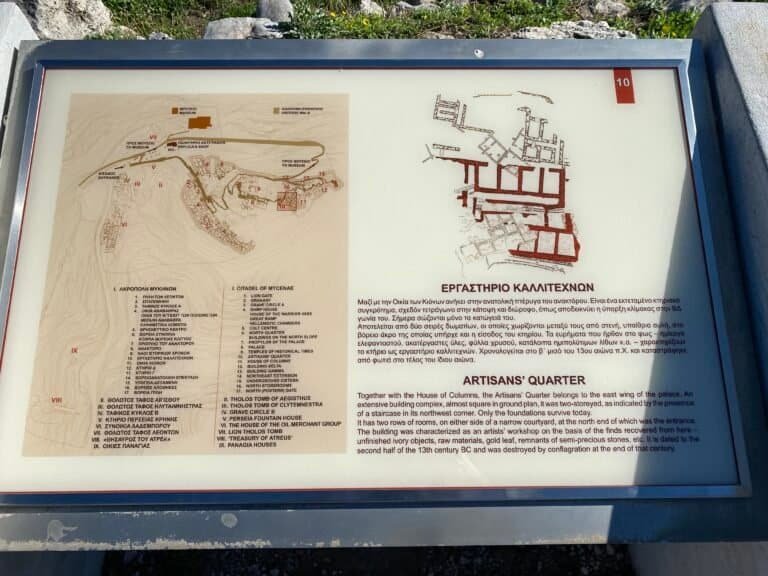 Information board at Odyssey Academy with map and historical details.