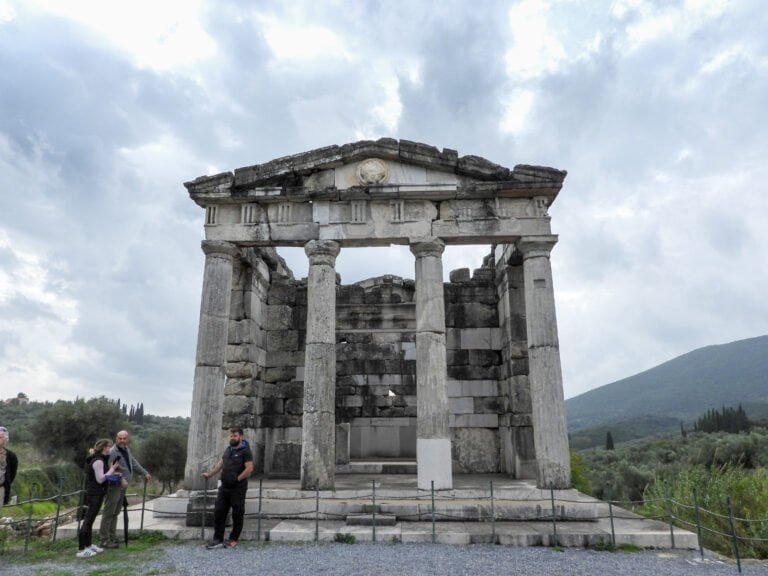 Ancient Greek temple ruins with columns, part of Odyssey Academy's historical site exploration.