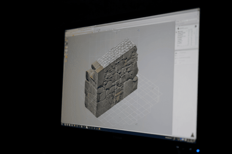 3D model of stone wall for construction and design projects.