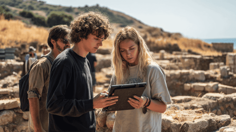 Students exploring outdoors at Odyssey Academy for experiential learning.