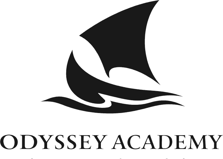 Odyssey Academy logo with a sailboat symbol for education and learning.
