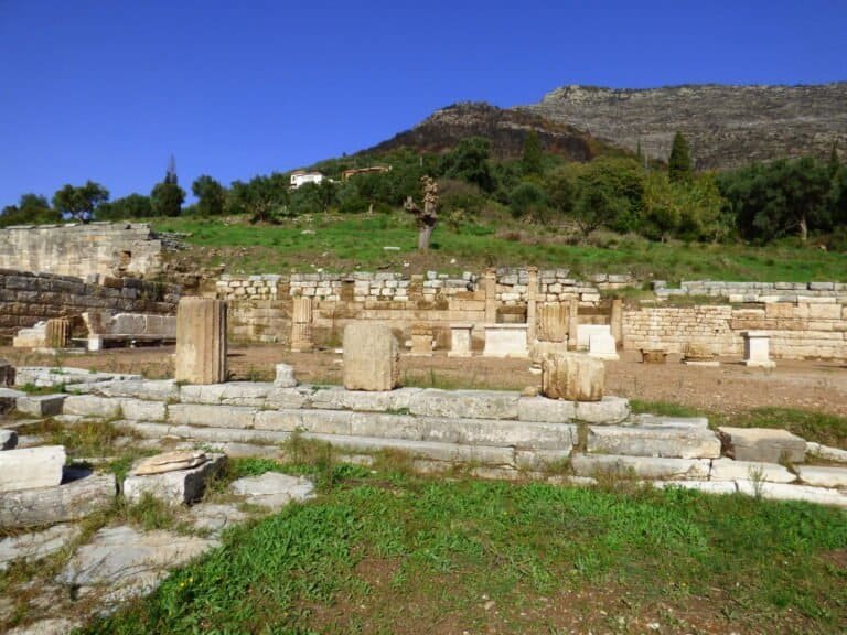 Ruins of ancient Greek structures at Odyssey Academy site.