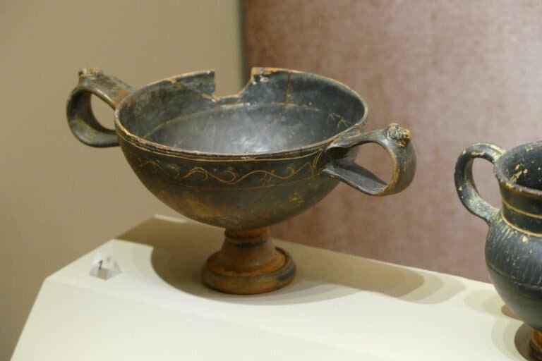 Bronze vessel from ancient Greece, showcasing historical craftsmanship.